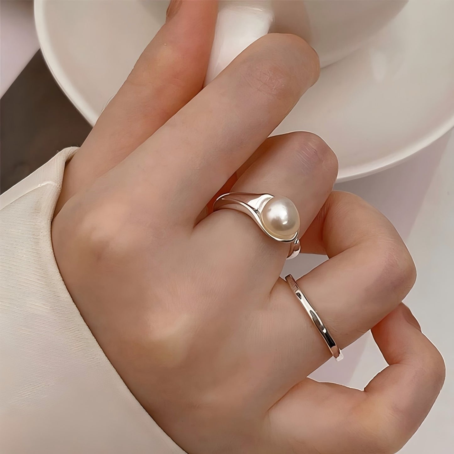 Sterling Silver Pearl Ring