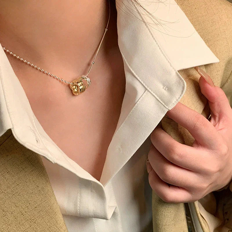 Double Ring Necklace in Silver