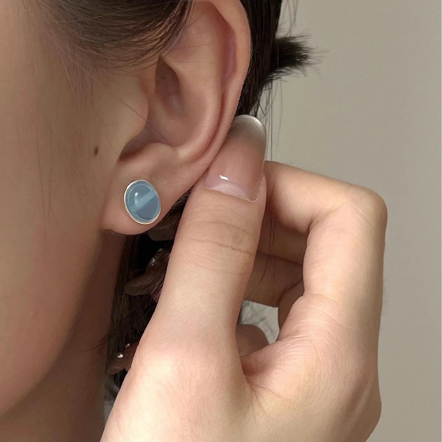 Ocean Calm – Aquamarine Sterling Silver Studs