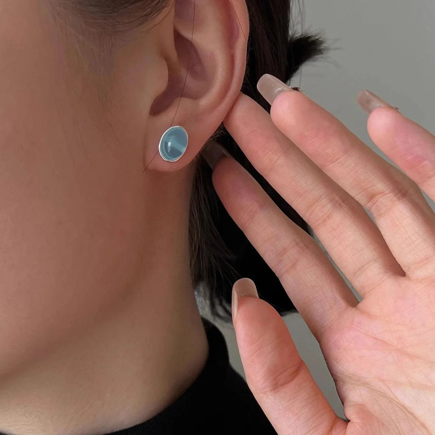 Ocean Calm – Aquamarine Sterling Silver Studs