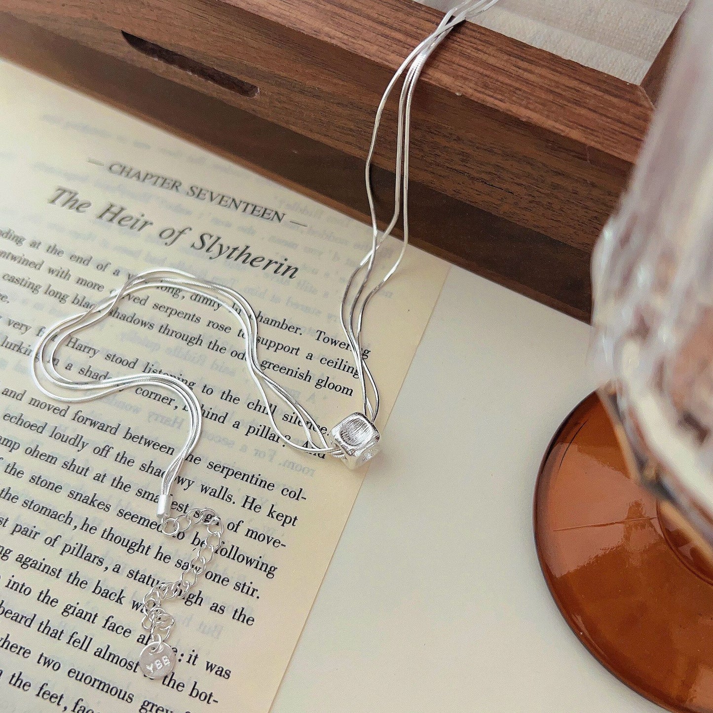 Matte Cube – Layered Snake Chain Necklace