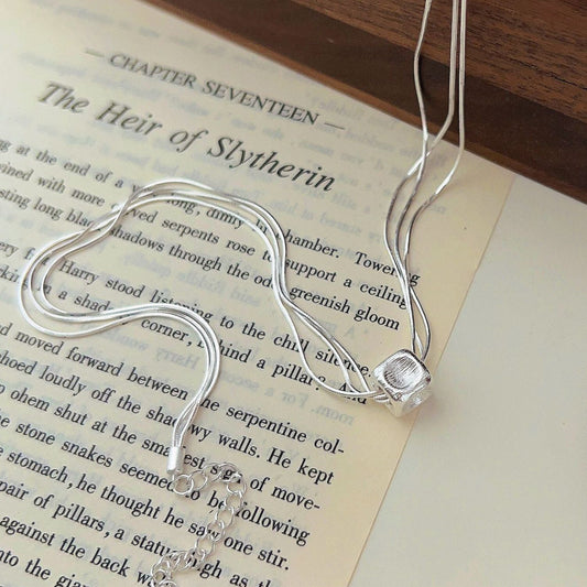 Matte Cube – Layered Snake Chain Necklace