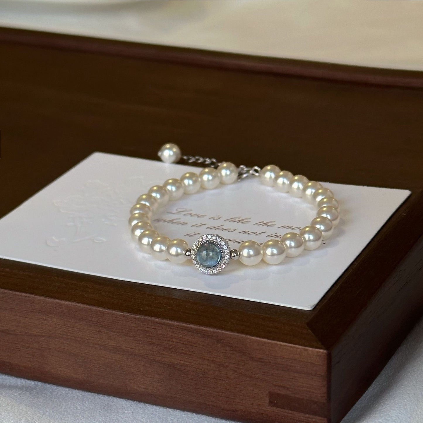 Aquamarine & Natural Pearl Bracelet
