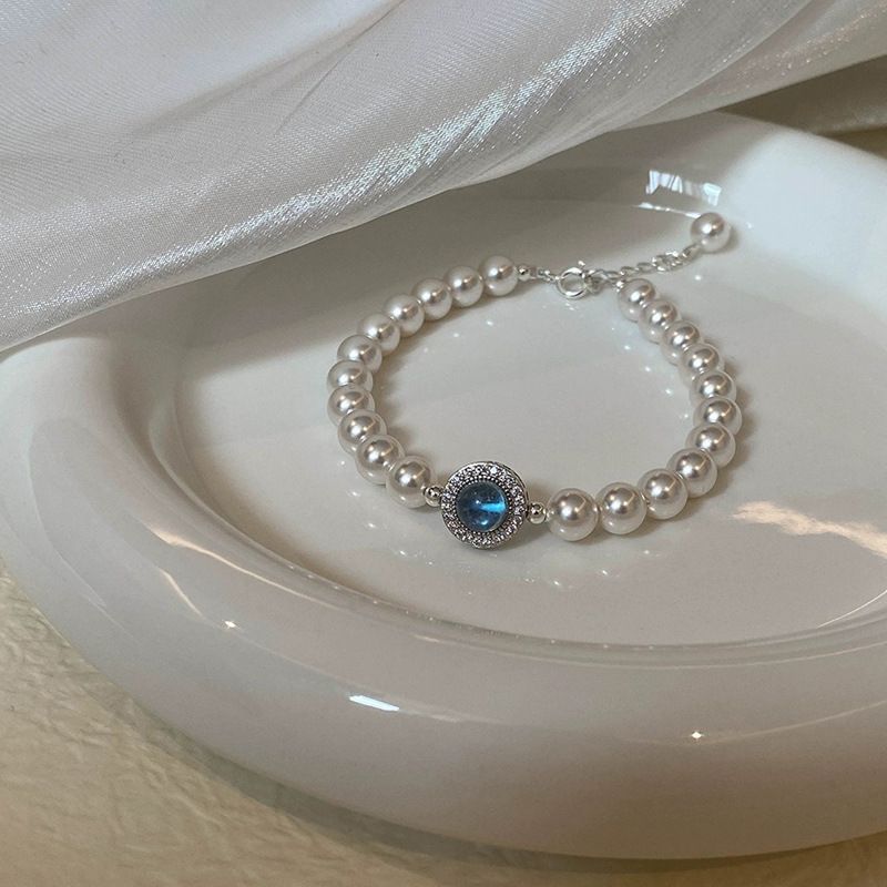 Aquamarine & Natural Pearl Bracelet