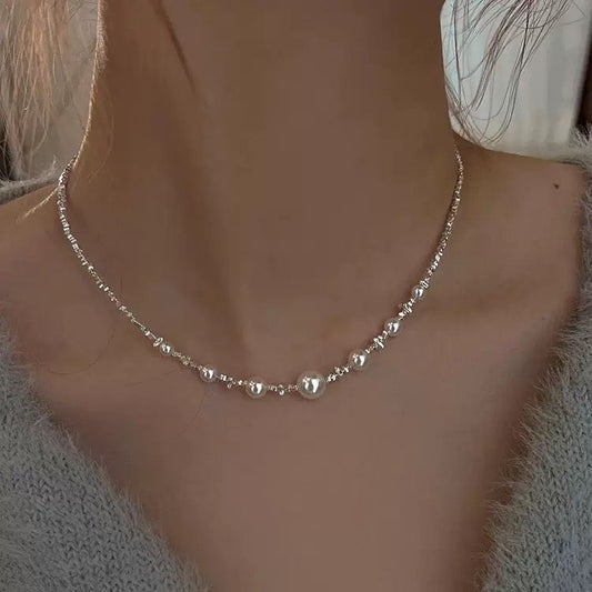 Lustre Drops – Sterling Silver Pearl Necklace