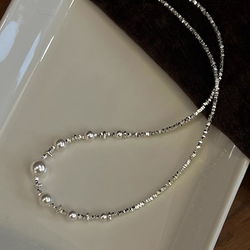 Lustre Drops – Sterling Silver Pearl Necklace