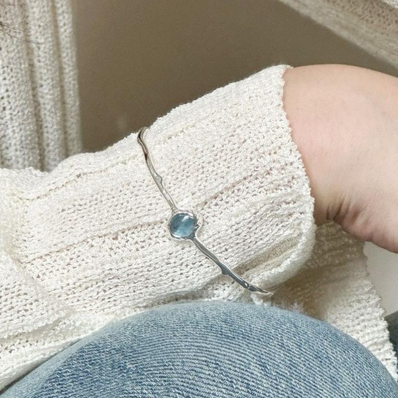 Aquamarine Calm – Sterling Silver Bracelet