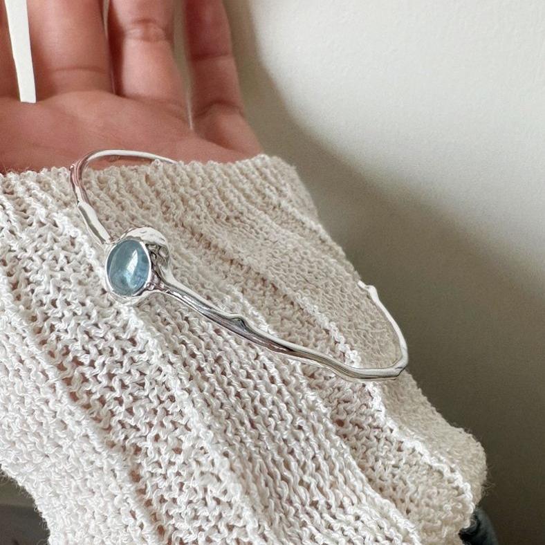 Aquamarine Calm – Sterling Silver Bracelet
