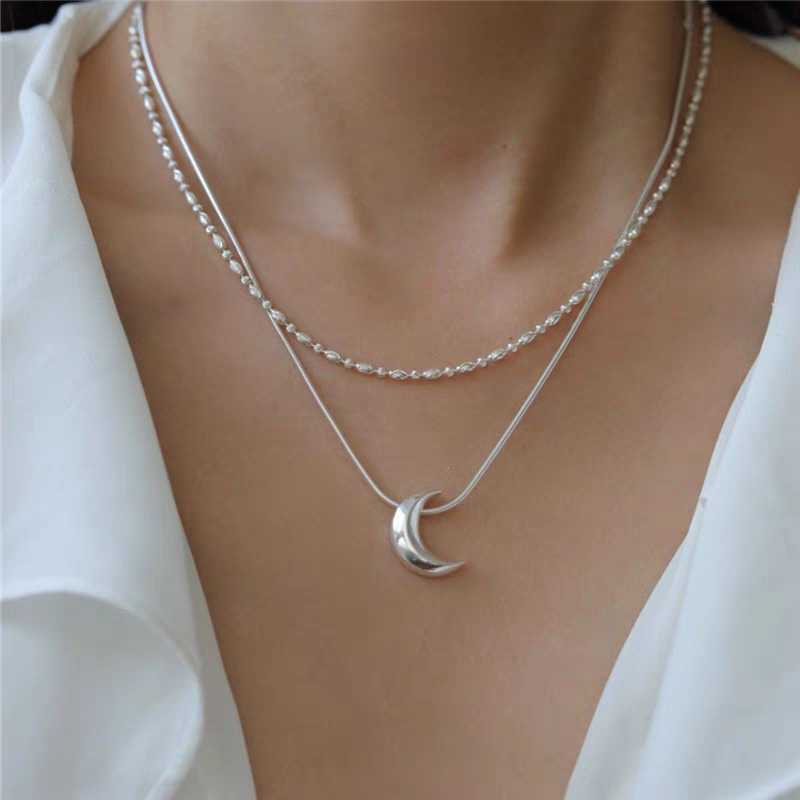 Sterling Silver Moon Pendant Necklace