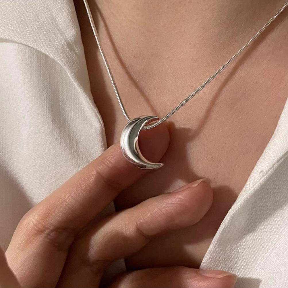 Sterling Silver Moon Pendant Necklace