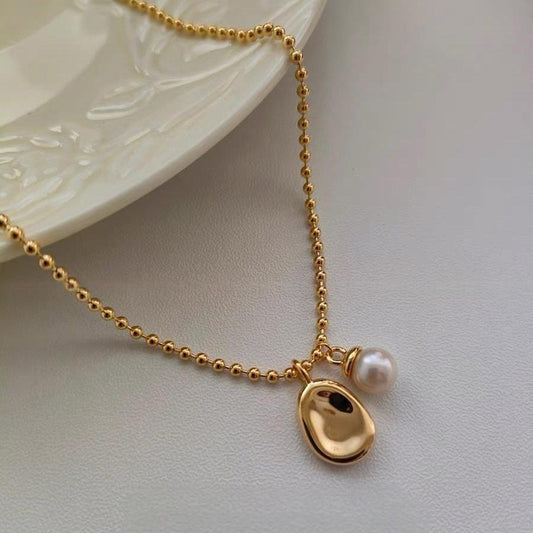 Natural Pearl Disc Necklace