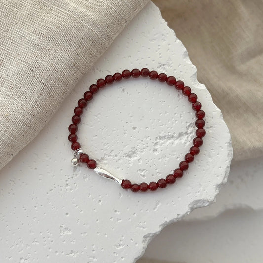Abundance Fish – Sterling Silver Red Agate Bracelet