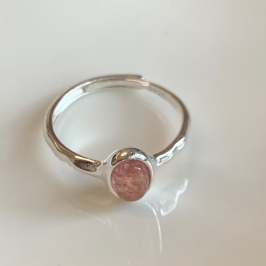 Strawberry Quartz Ring in Sterling Silver