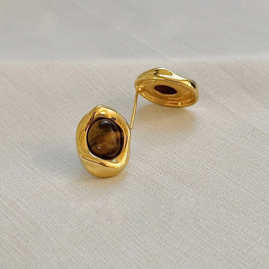 Amber Gaze – Tiger’s Eye Stud Earrings