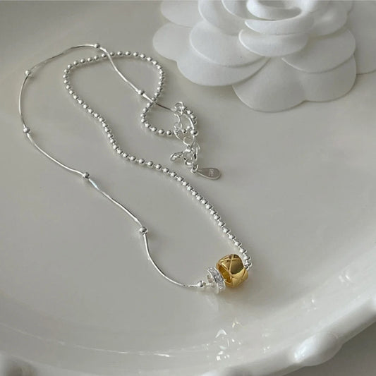 Double Ring Necklace in Silver