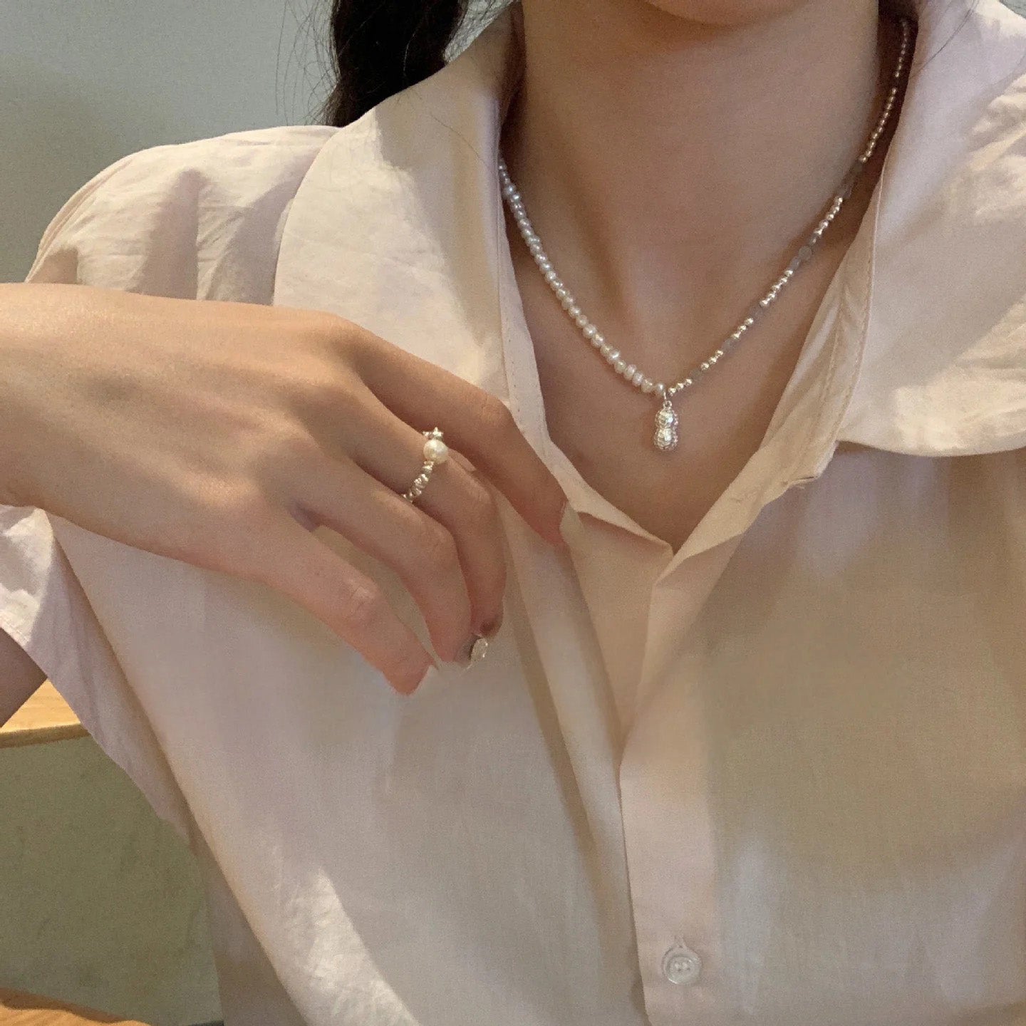Lucky Peanut Pearl Necklace