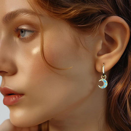 Star & Moon Turquoise Earrings