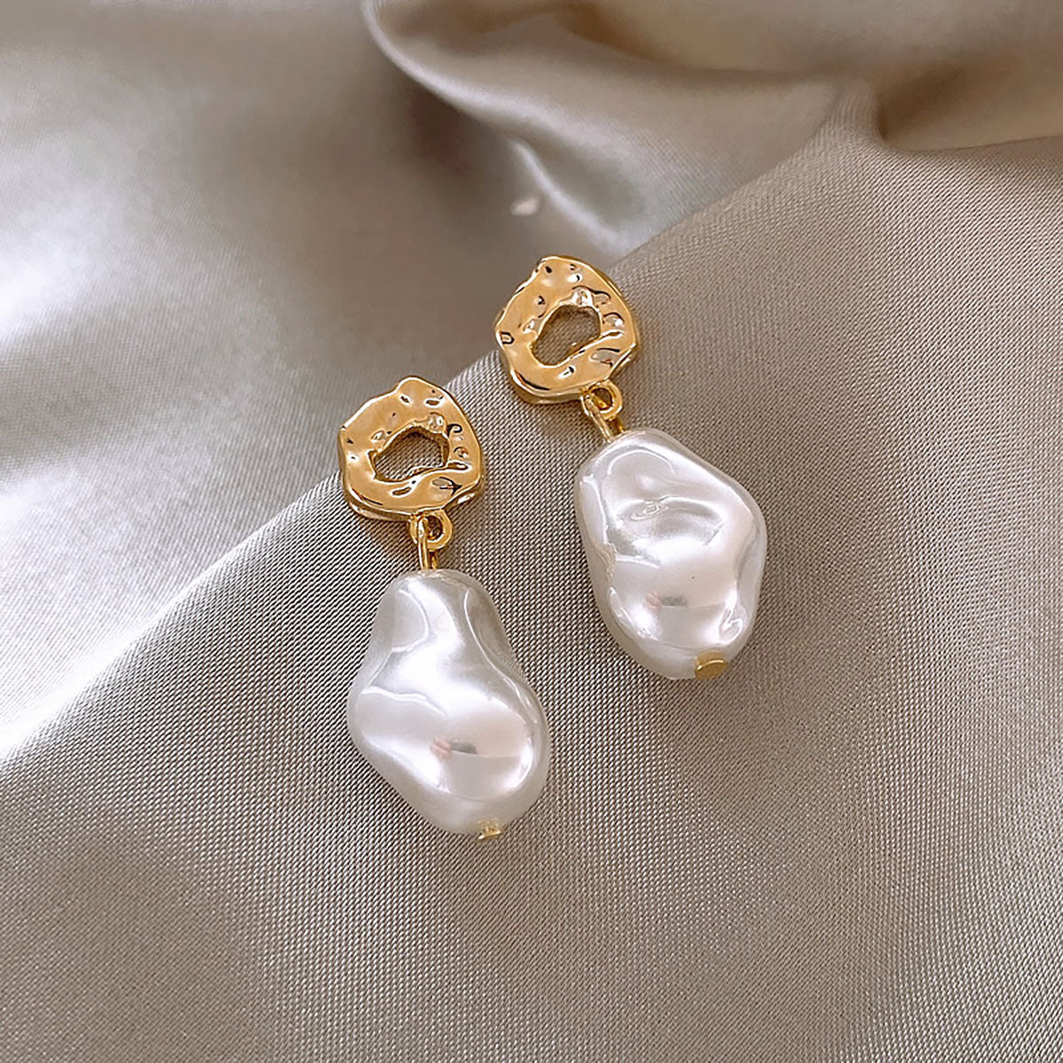 Baroque-Inspired Faux Pearl Earrings