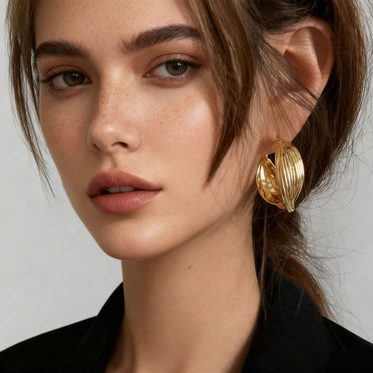 Vintage Gold Spiral Earrings – Modern Geometric Statement