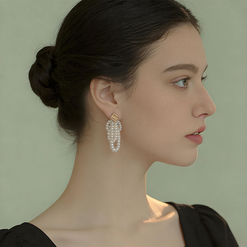 Natural Multi-Layer Freshwater Pearl Earrings