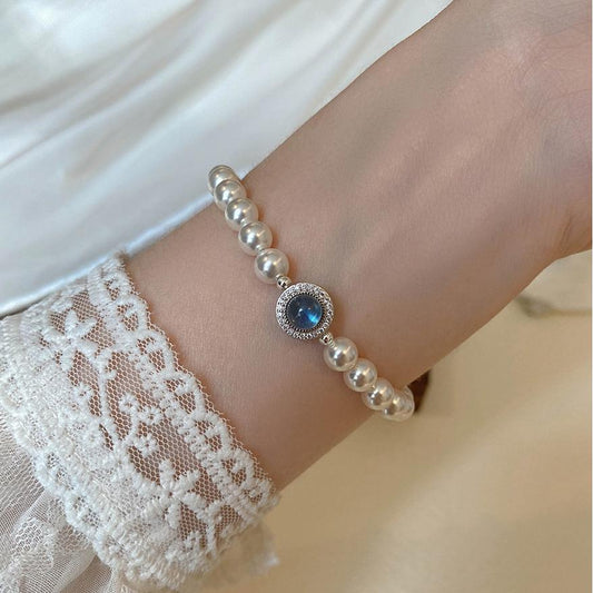 Aquamarine & Natural Pearl Bracelet
