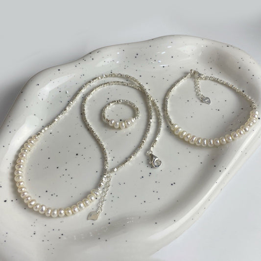 Silver Shard & Pearl Set