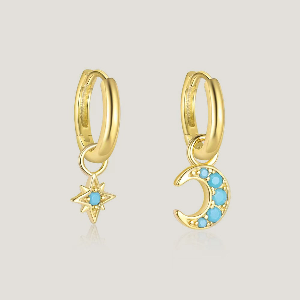 Star & Moon Turquoise Earrings