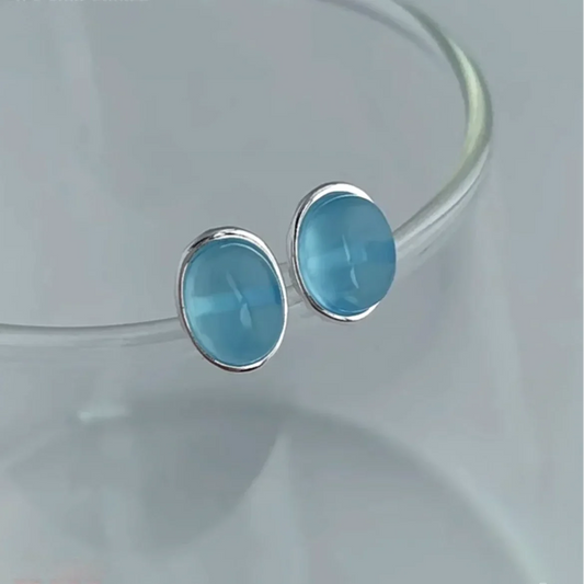 Ocean Calm – Aquamarine Sterling Silver Studs