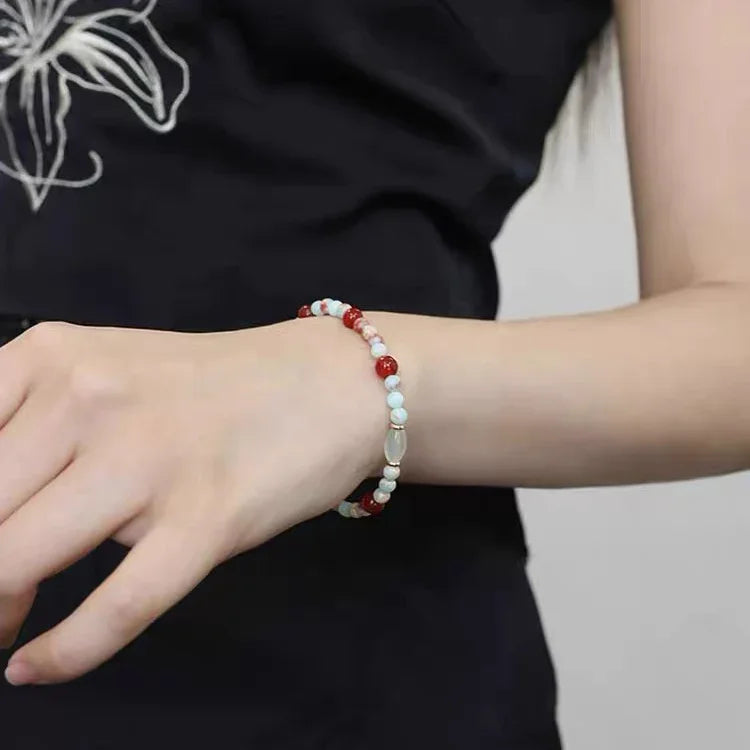 Red Agate & Green Jadeite Bracelet