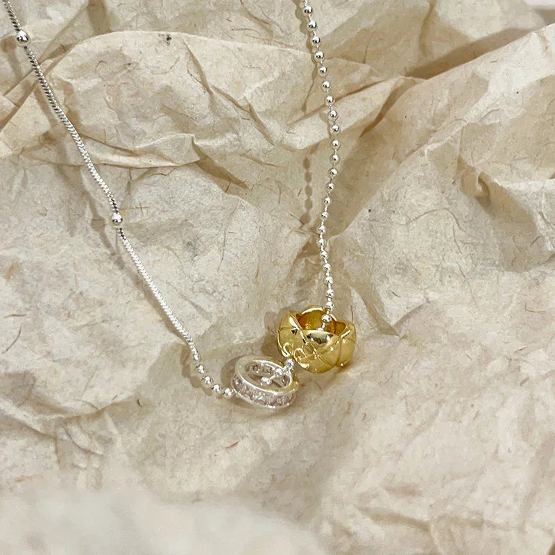 Double Ring Necklace in Silver