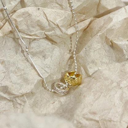 Double Ring Necklace in Silver
