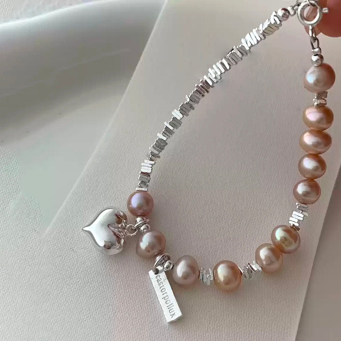 Rosafarbene Perle – Armband aus Sterlingsilber