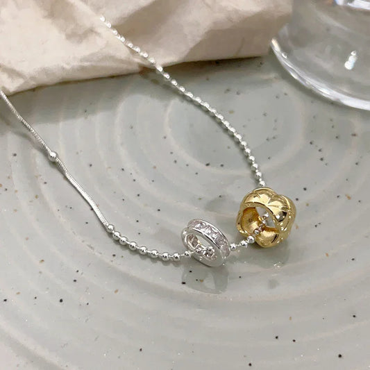 Double Ring Necklace in Silver