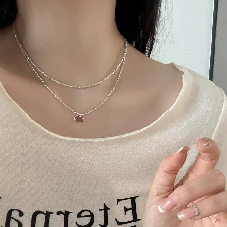 Strawberry Glow – Sterling Silver Quartz Necklace