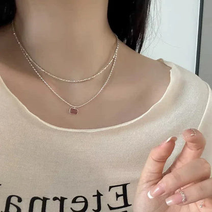 Strawberry Glow – Sterling Silver Quartz Necklace
