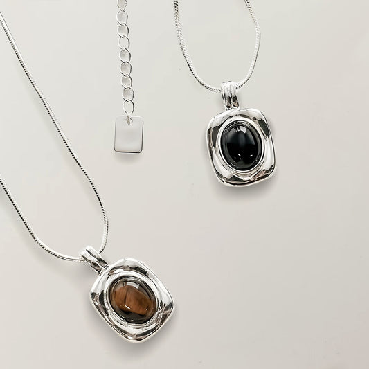 Onyx Square – Sterling Silver Necklace