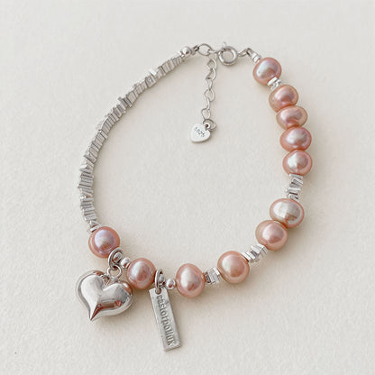 Rosafarbene Perle – Armband aus Sterlingsilber