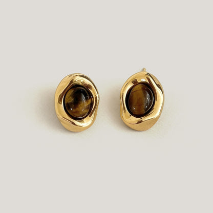 Amber Gaze – Tiger’s Eye Stud Earrings