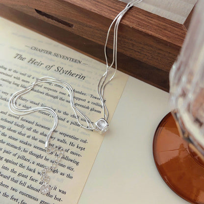 Matte Cube – Layered Snake Chain Necklace