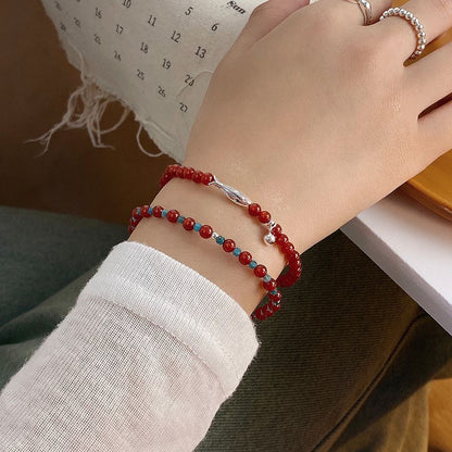 Abundance Fish – Sterling Silver Red Agate Bracelet