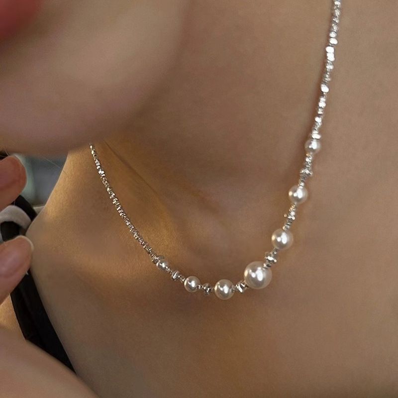 Lustre Drops – Sterling Silver Pearl Necklace