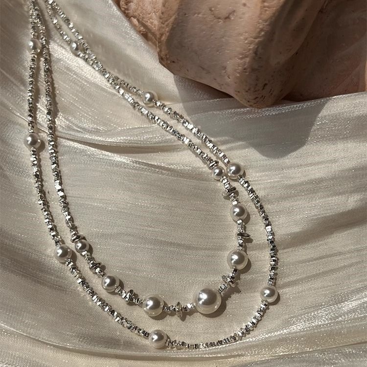Lustre Drops – Sterling Silver Pearl Necklace