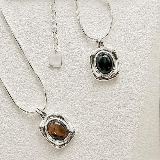 Onyx Square – Sterling Silver Necklace