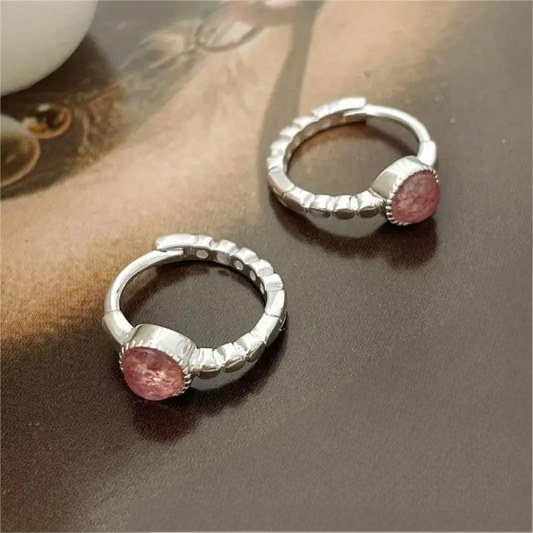 Strawberry Quartz Silver Cuffs