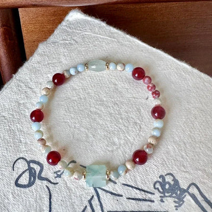 Red Agate & Green Jadeite Bracelet