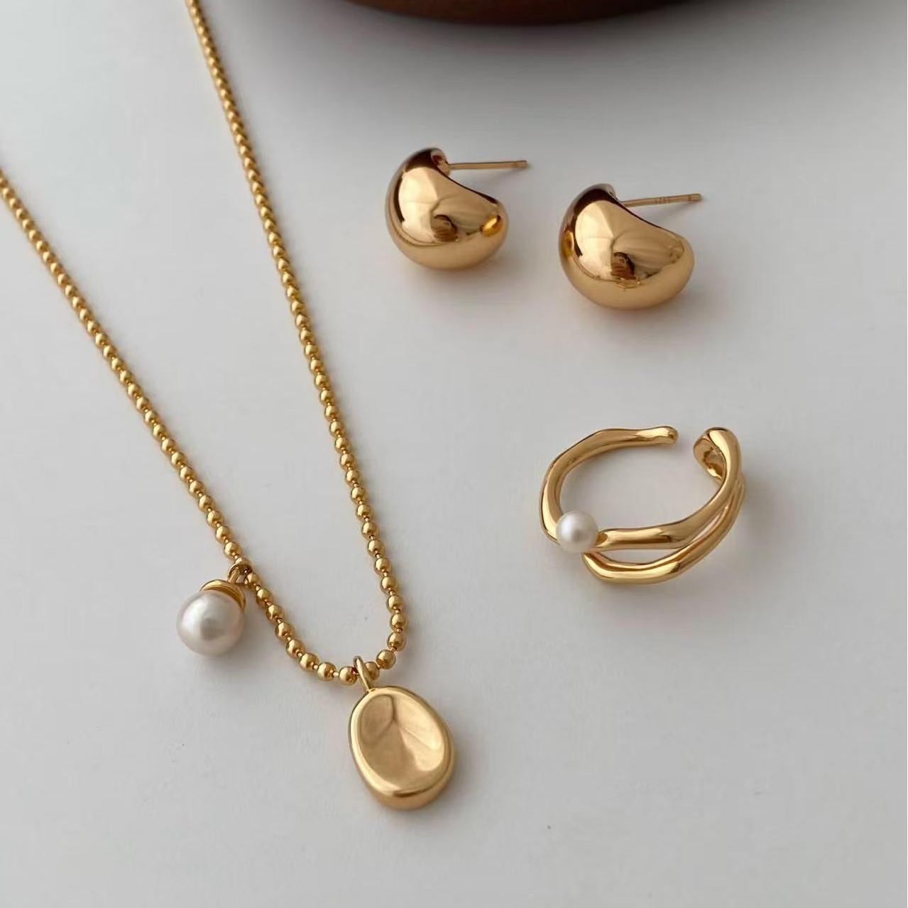Lentil Pearl Sterling Silver Set