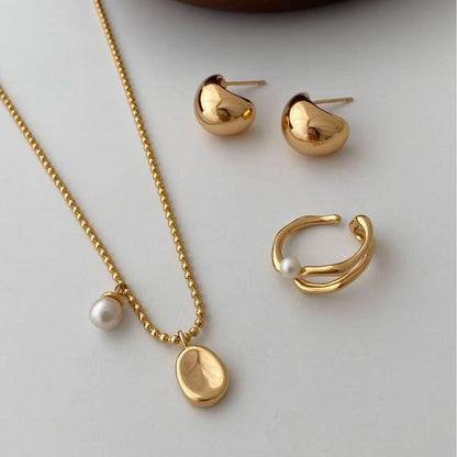 Lentil Pearl Sterling Silver Set