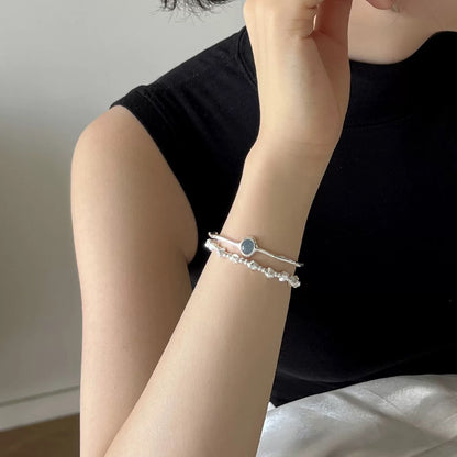 Aquamarine Calm – Sterling Silver Bracelet