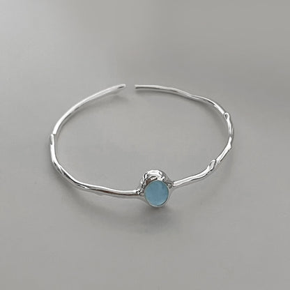 Aquamarine Calm – Sterling Silver Bracelet