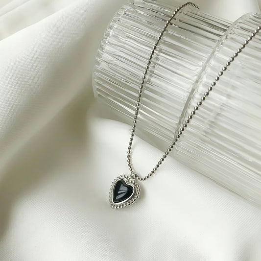 Heart of Onyx – Sterling Silver Necklace